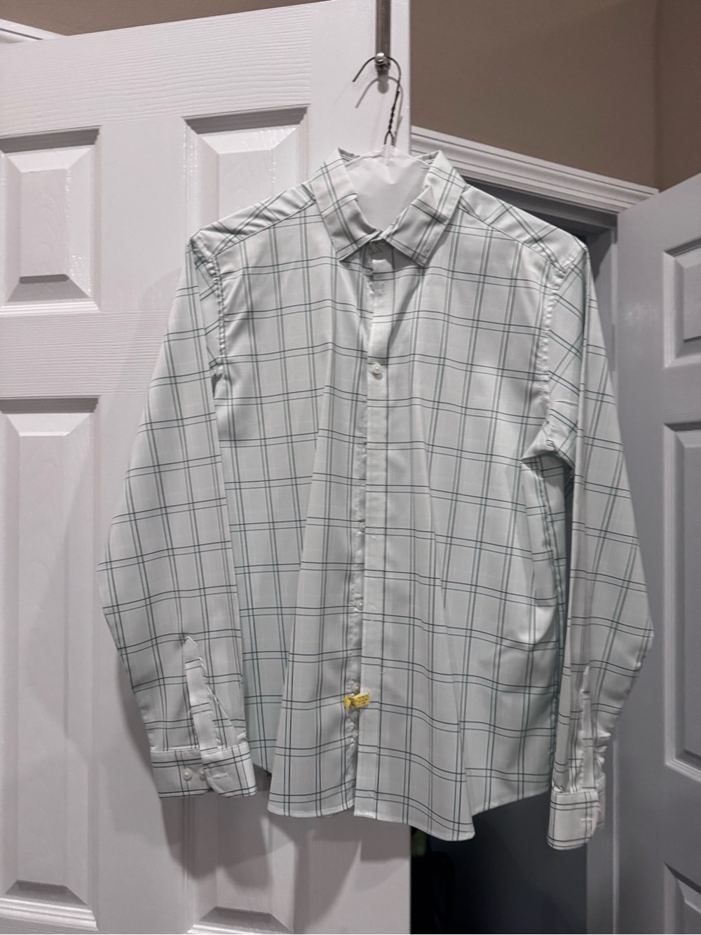 Youth white and green Plaid Button-Up Shirt - Classic Fit